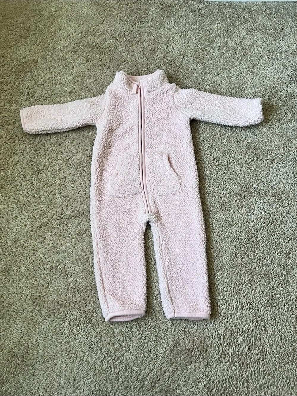 Carter's Light Pink Sherpa Zip One-Piece Bodysuit size 12 months gently used